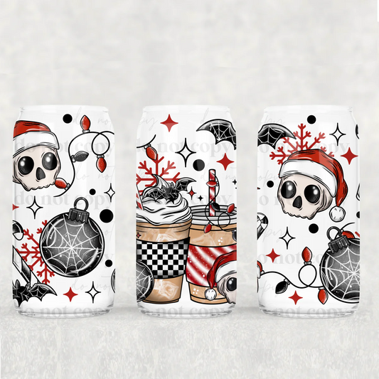 Spooky Christmas Coffee 16oz Glass Wrap UV Transfer