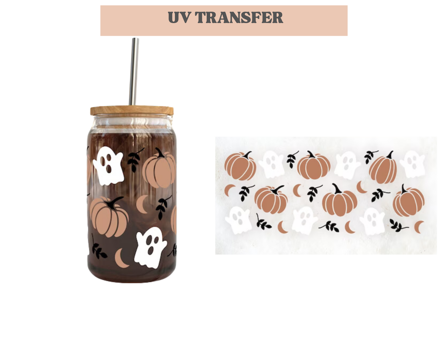 Pumpkin Boo| 16 oz. Cup Wrap UV Transfer