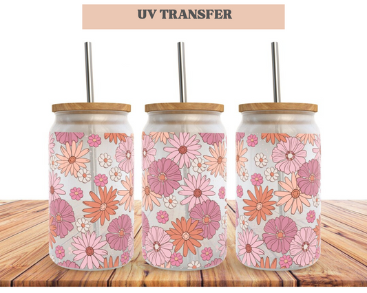 Pink Flowers | 16 oz. Cup Wrap UV Transfer