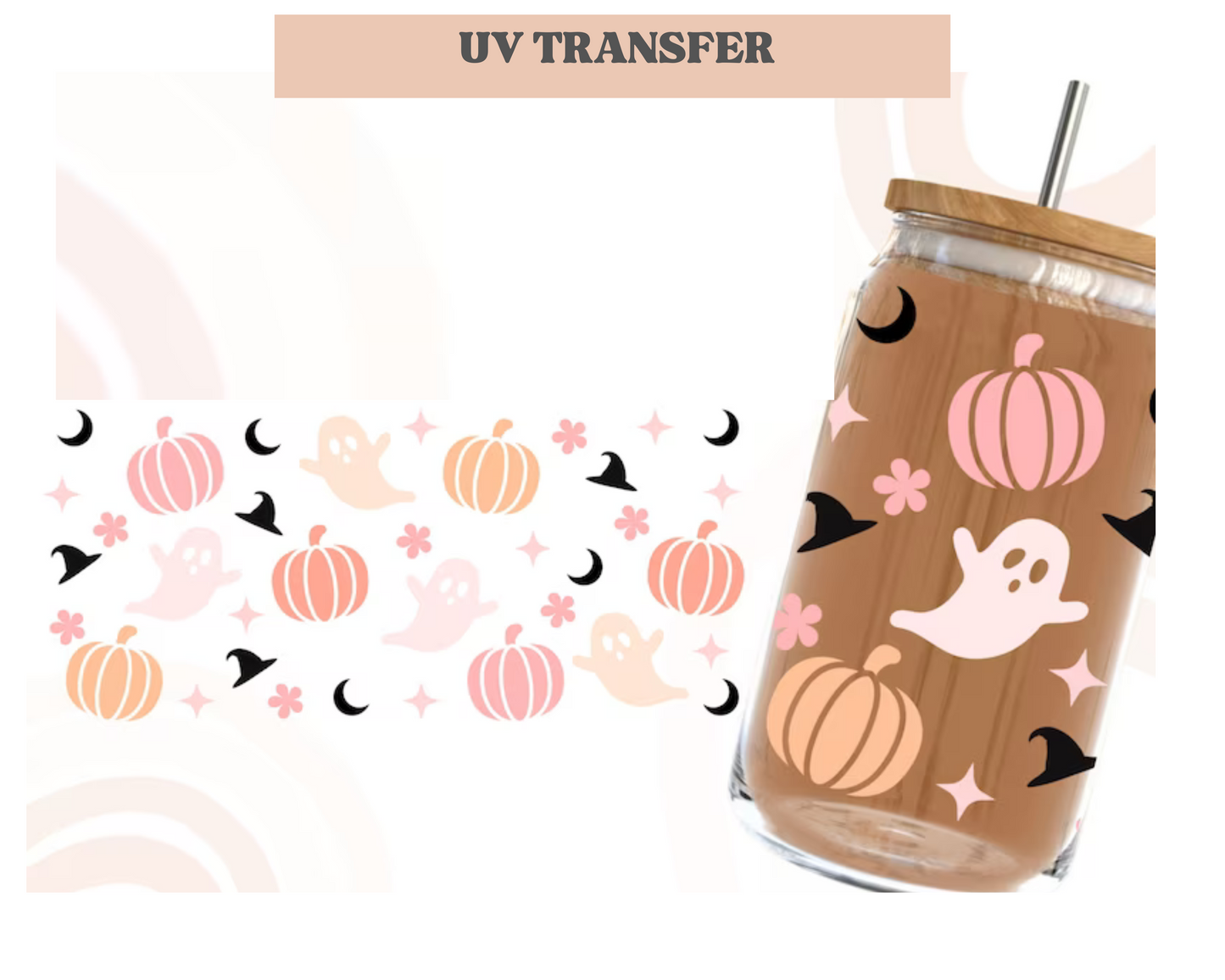 Halloween Spooky Pumpkin | 16 oz. Cup Wrap UV Transfer