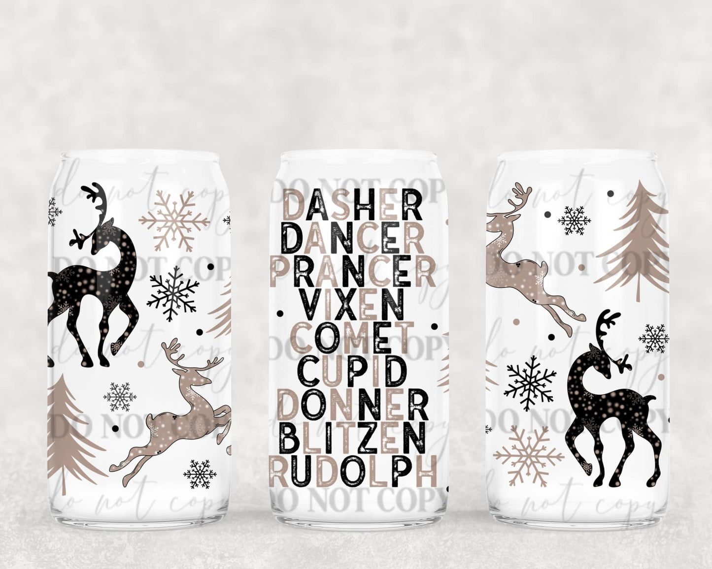 Dasher,Dancer | 16 oz. Cup Wrap UV Transfer