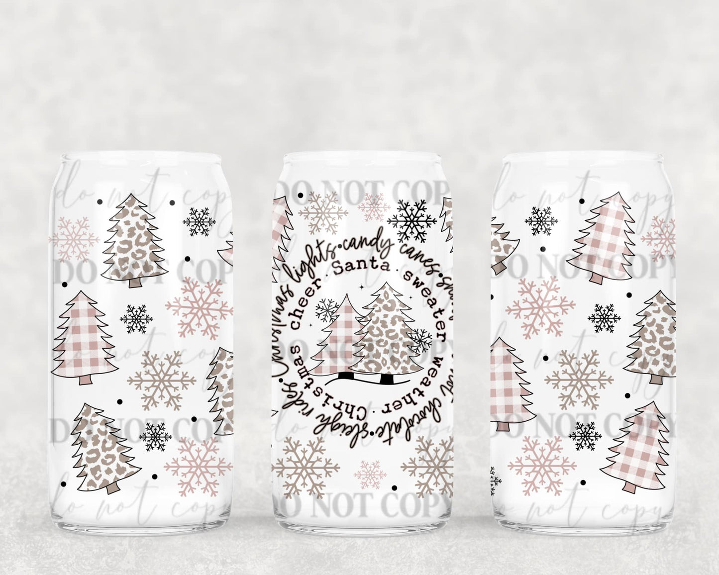 Christmas Lights, Candy Canes | 16 oz. Cup Wrap UV Transfer