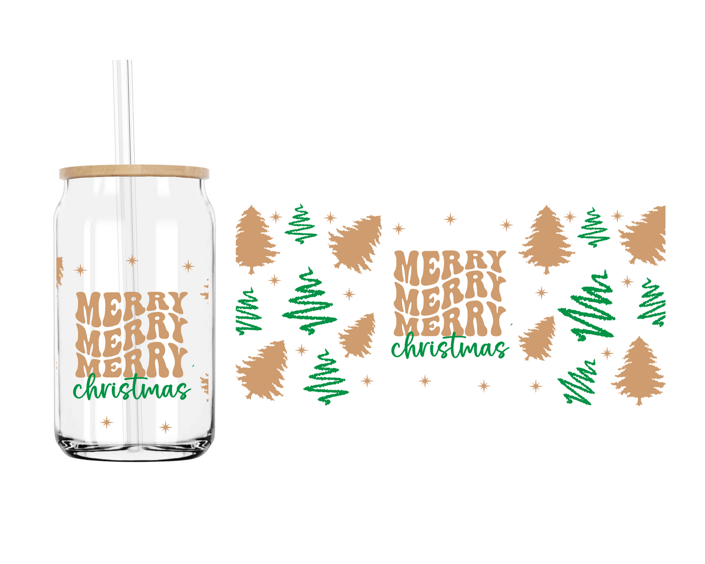 Merry Merry Christmas | 16 oz. Cup Wrap UV Transfer