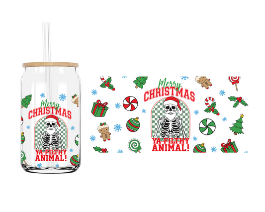 Merry Christmas Filthy Animal | 16 oz. Cup Wrap UV Transfer