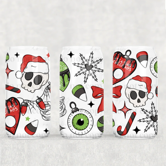 Creepy Christmas 16oz Glass Wrap UV Transfer